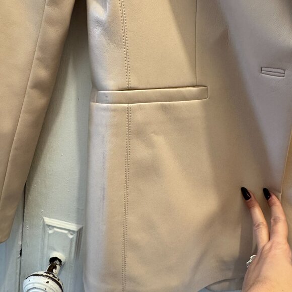 Alice + Olivia Macey Faux Beige Leather Blazer - Picture 9 of 15